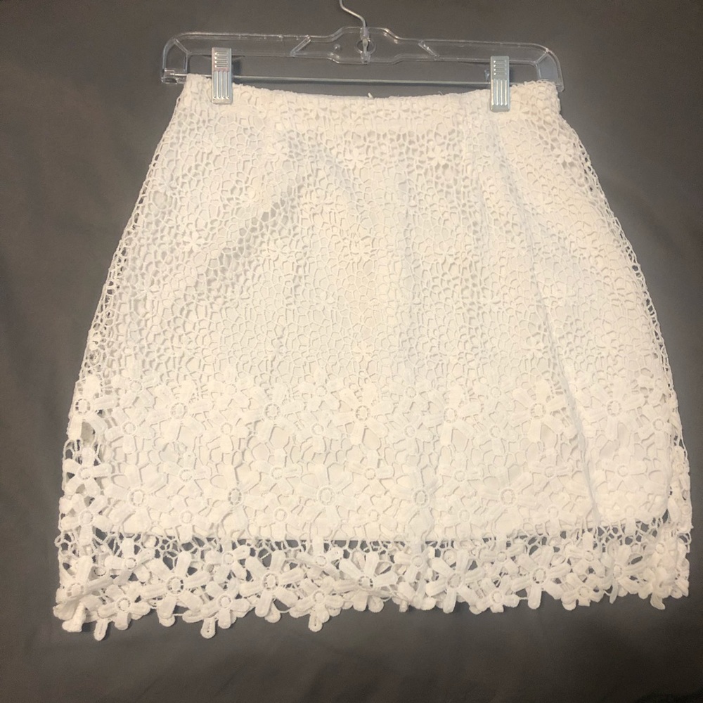 White Floral Lace Skirt